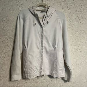 Chico’s white hooded jacket zip front
